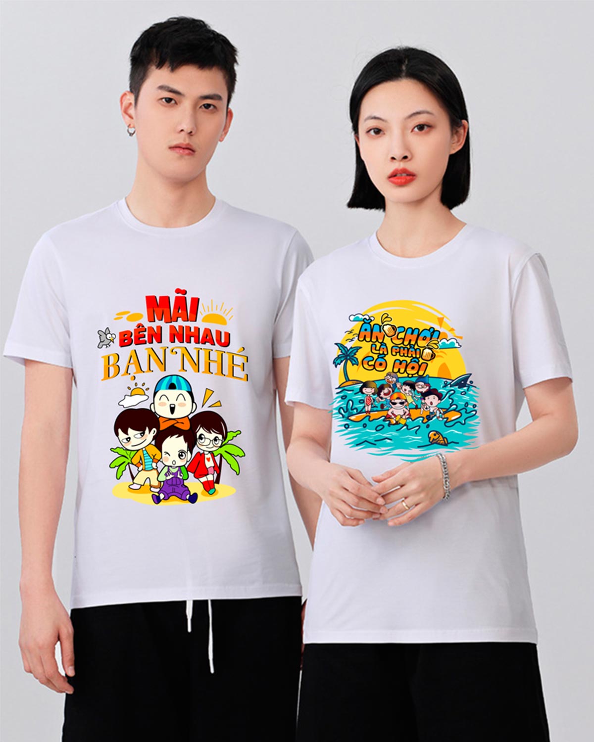 May và in áo phông Mãi bên nhau bạn nhé - Ăn chơi là phải có hội