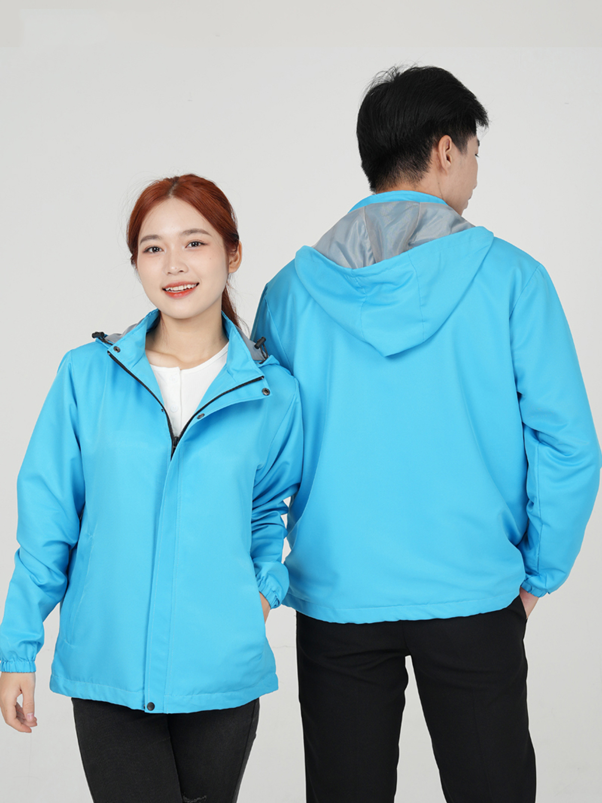 Áo gió đồng phục may sẵn màu xanh da trời