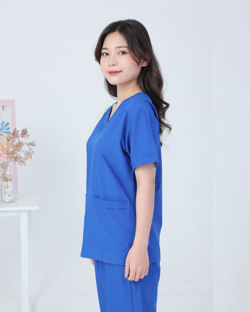 Bộ scrubs blouse phẫu thuật nữ xanh dương – bộ quần áo cổ tim đồng phục bện viện