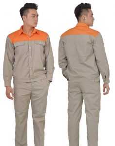 Đồng phục bảo hộ may sẵn màu be phối cam