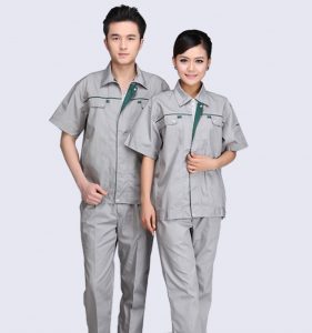 Đồng phục công nhân ghi xám phối xanh lá