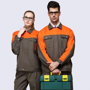 Đồng phục công nhân khóa kéo màu ghi phối cam