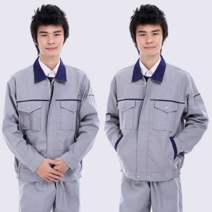 Đồng phục công nhân màu xám nhạt khóa kéo