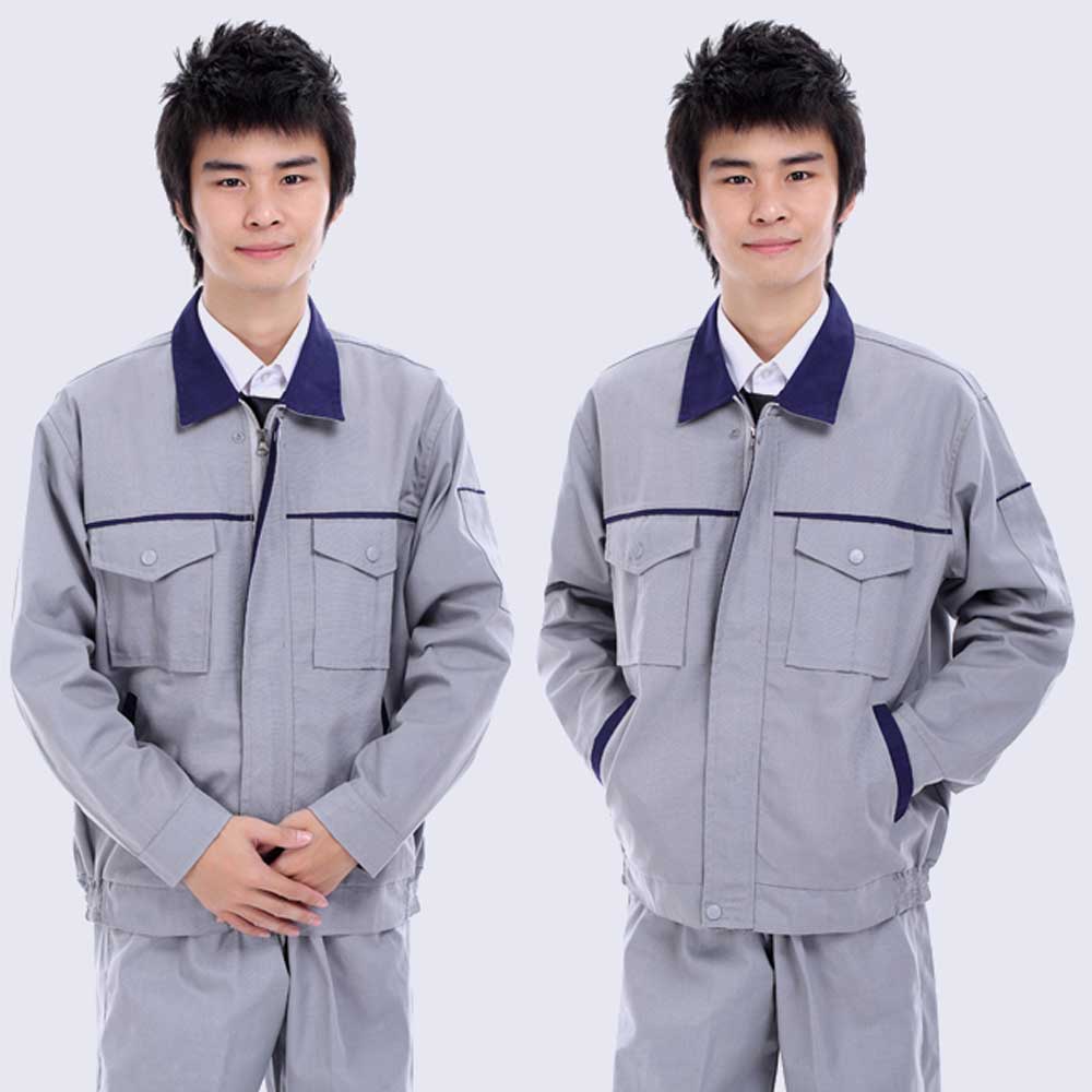 Đồng phục công nhân màu xám nhạt khóa kéo