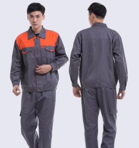 Đồng phục công nhân màu xám tro phối màu cam