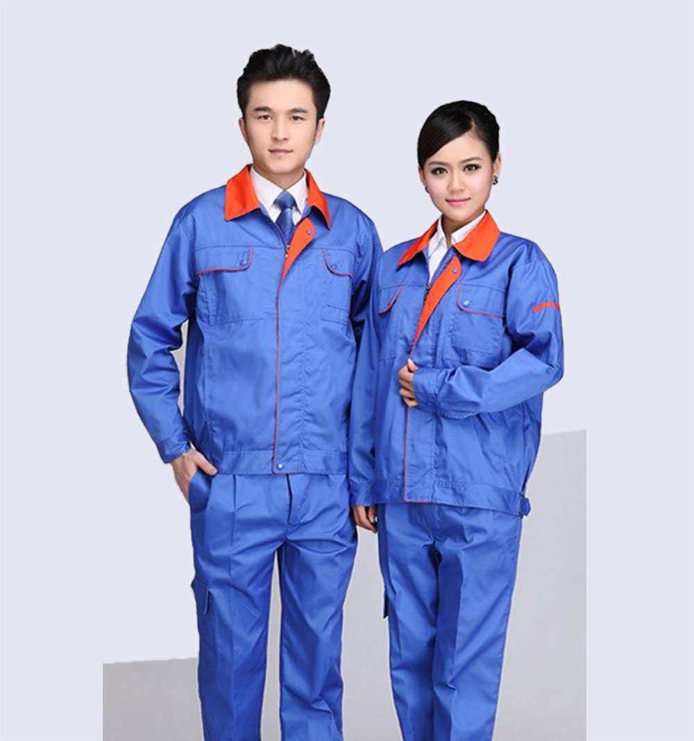 Đồng phục công nhân màu xanh YA phối cam