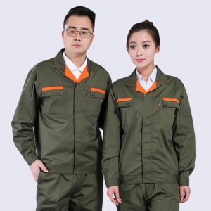 Đồng phục công nhân màu xanh rêu phối cam