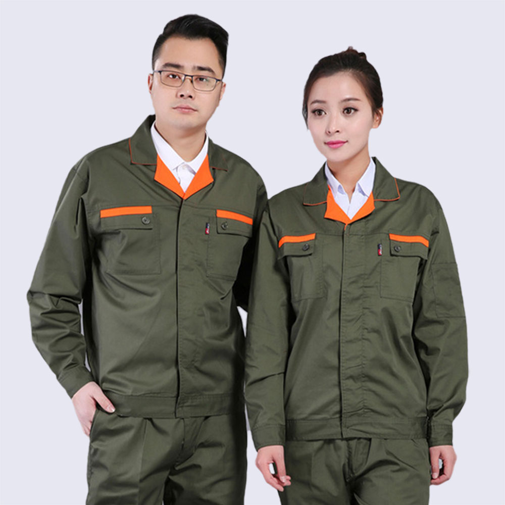 Đồng phục công nhân màu xanh rêu phối cam