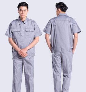 Đồng phục công nhân ngắn tay màu ghi sáng