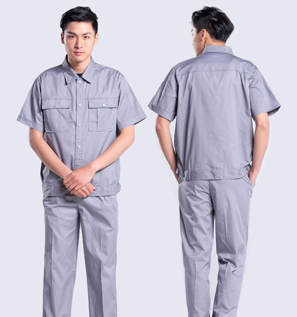Đồng phục công nhân ngắn tay màu ghi sáng