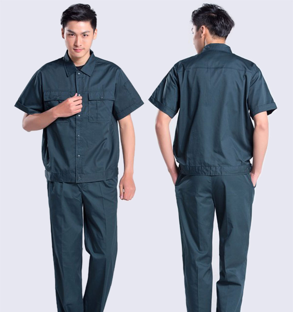 Đồng phục công nhân ngắn tay màu rêu