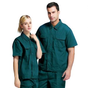 Đồng phục công nhân ngắn tay màu xanh lá cây