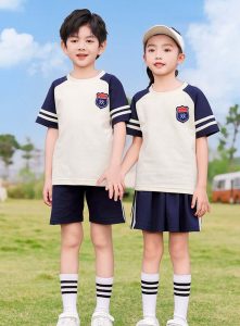 Đồng phục học sinh - mầm non phối màu xanh đen với màu be hiện đại – MN03