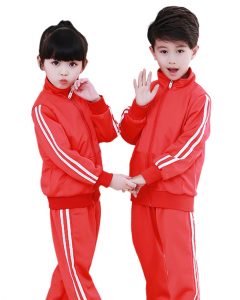 Đồng phục học sinh mùa đông màu đỏ sọc trắng cánh tay