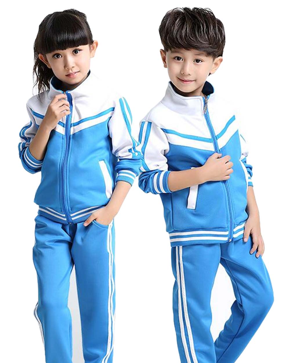 Đồng phục học sinh mùa đông màu xanh da trời phối trắng