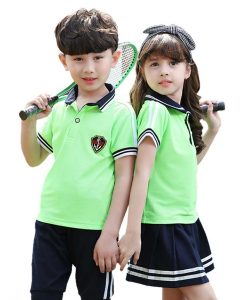 Đồng phục học sinh tiểu học màu xanh lá non phối xanh navy