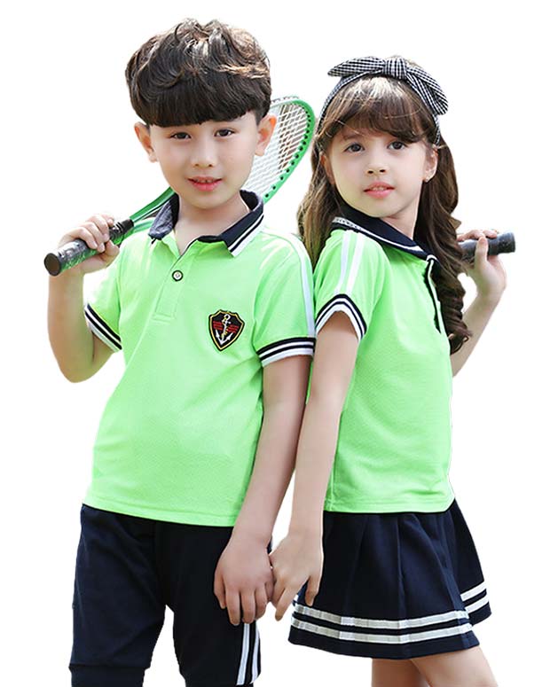 Đồng phục học sinh tiểu học màu xanh lá non phối xanh navy