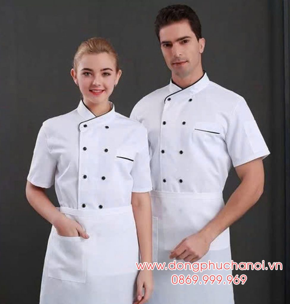 Đồng phục nhân viên phục vụ màu trắng viền đen