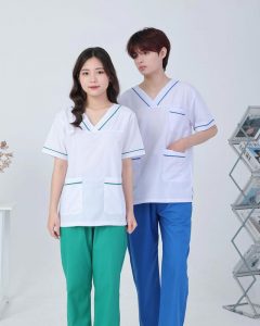Đồng phục nhân viên y tế cổ tim - hiện đại, chuyên nghiệp