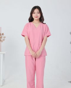 Đồng phục scrub y tế nữ màu hồng