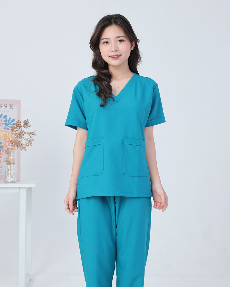 Đồng phục scrub y tế phối màu xanh dương - xanh lá