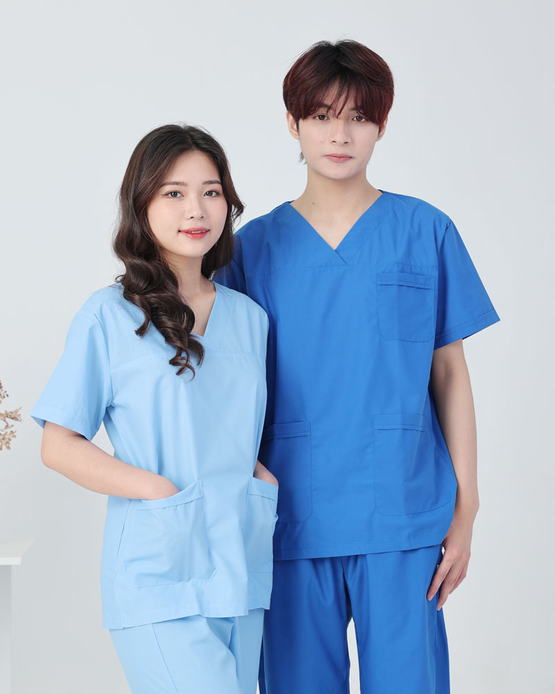 Đồng phục scrub y tế phối xanh da trời - xanh dương