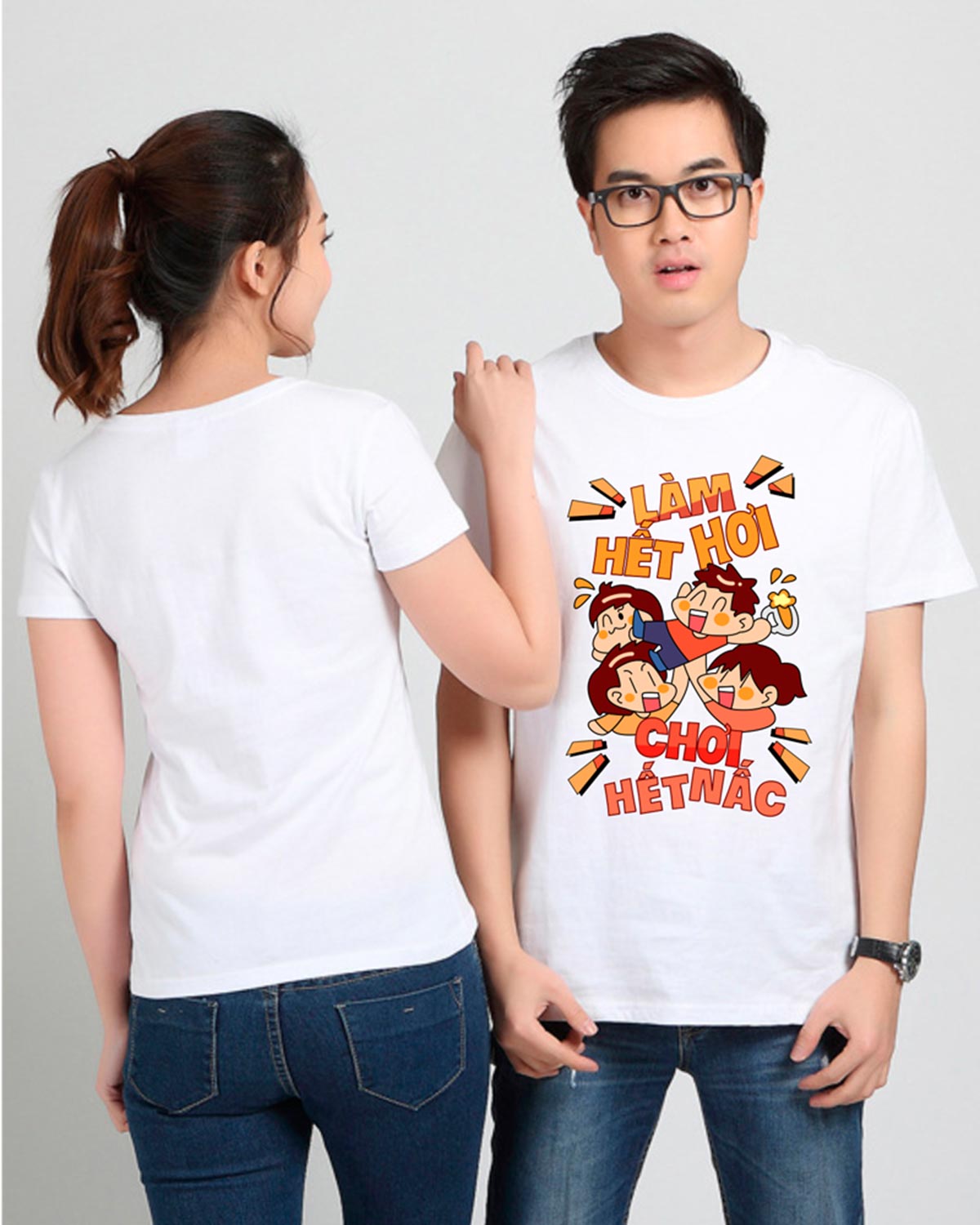 Mẫu áo phông In Làm hết hơi - Chơi hết nấc
