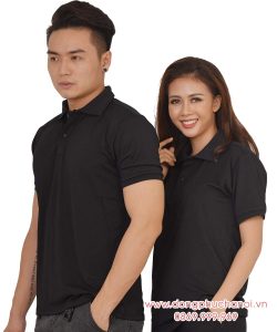 Mẫu áo polo đôi may sẵn màu đen