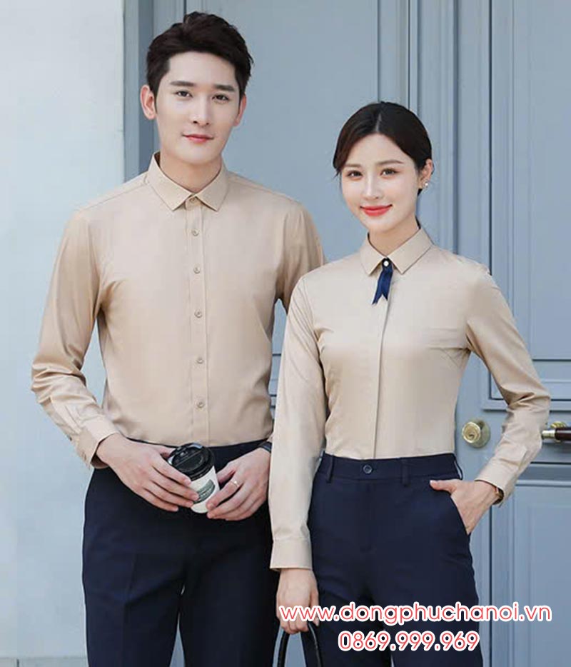 Mẫu áo sơ mi công sở màu be