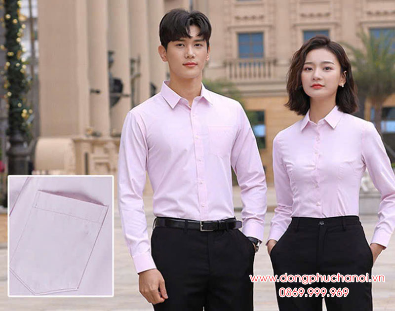 Mẫu áo sơ mi công sở màu hồng