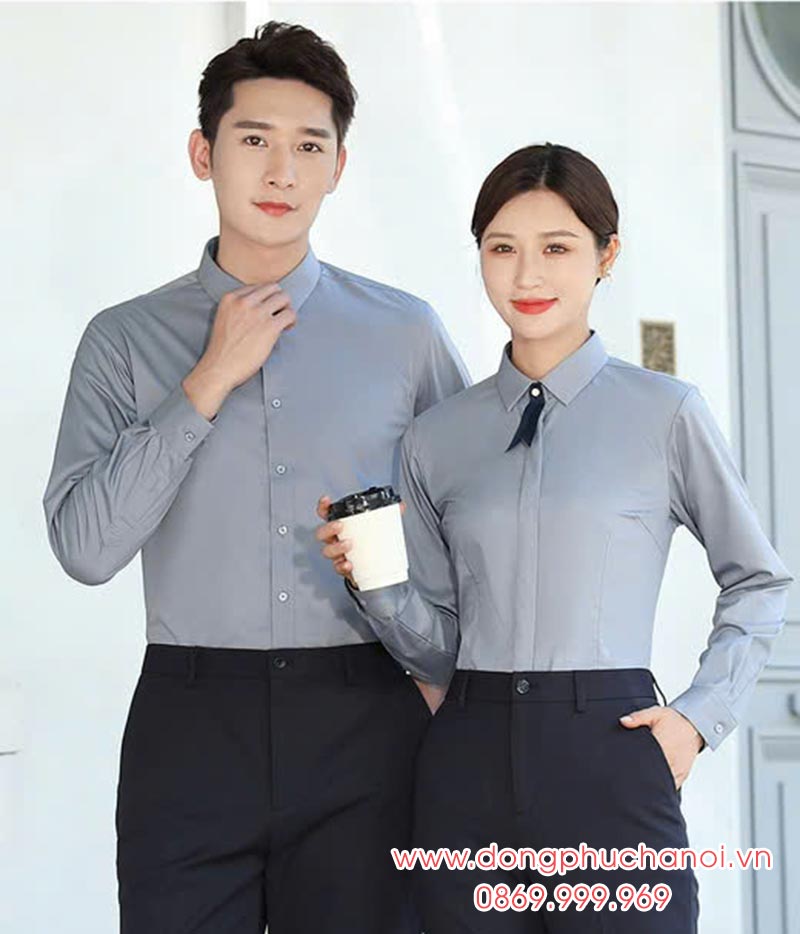 Mẫu áo sơ mi công sở màu xám nhạt