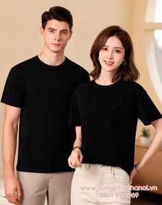 May áo phông cổ tròn màu đen