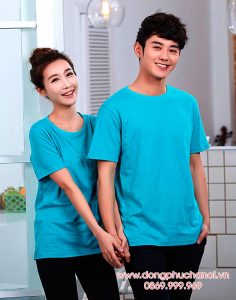 May áo phông cổ tròn màu xanh ngọc