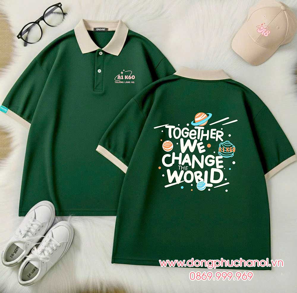 May và In áo Lớp A1 K60 Trường Láng Hạ - Together We change the world