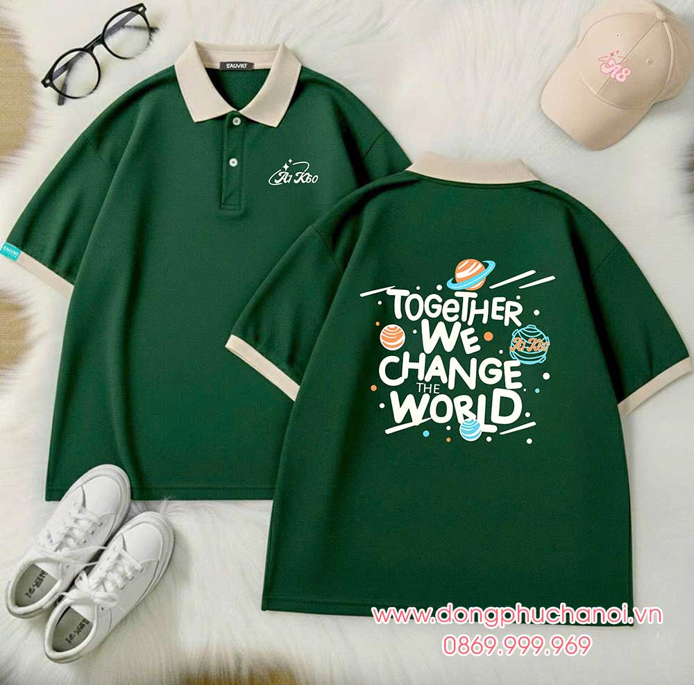 May và In áo Lớp A1 K60 Trường Láng Hạ - Together We change the world