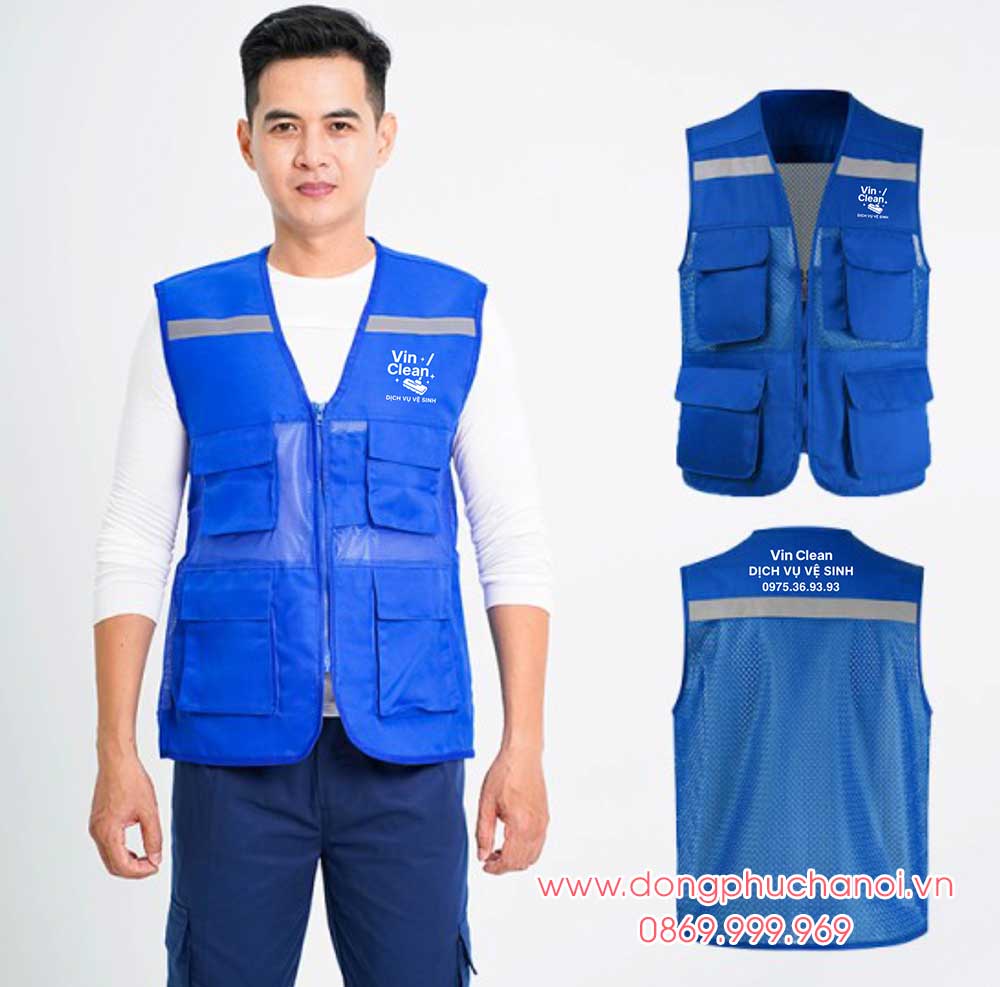May và In áo gile Công ty Dịch vụ vệ sinh Vin Clean