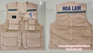 May và In áo gile đồng phục Công ty Hoa Lam màu be