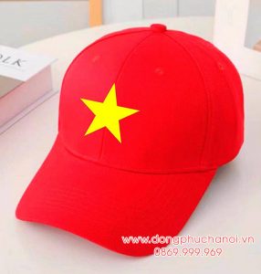 Mũ lưỡi trai cờ đỏ in ngôi sao vàng