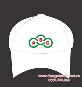 Mũ lưỡi trai đồng phục màu trắng in logo ABC