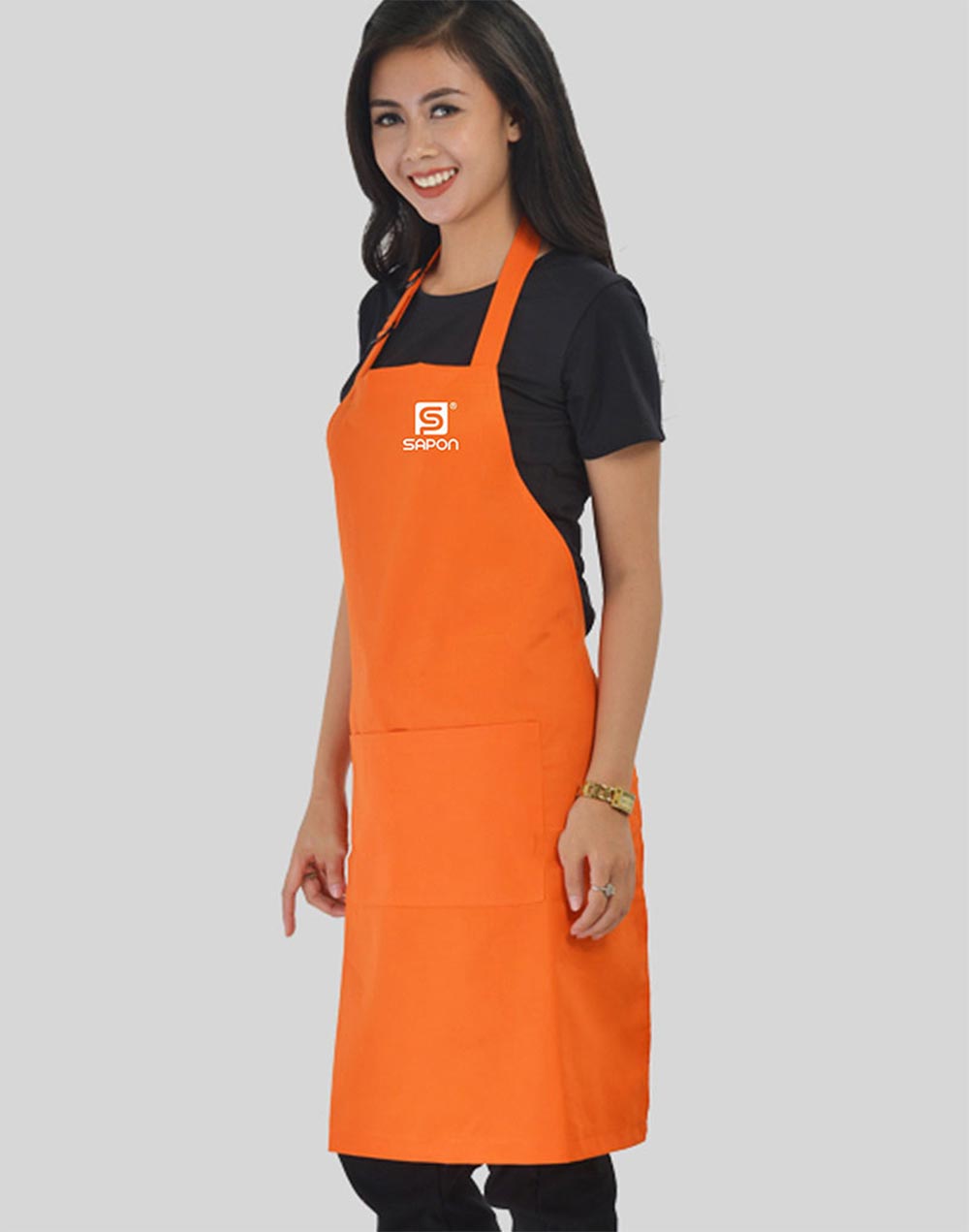 Tạp dề dáng dài màu cam Sapon