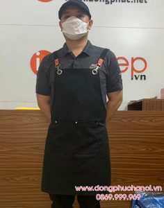 Tạp dề dáng dài màu đen - sản phẩm handmade - Tạp dề phối da