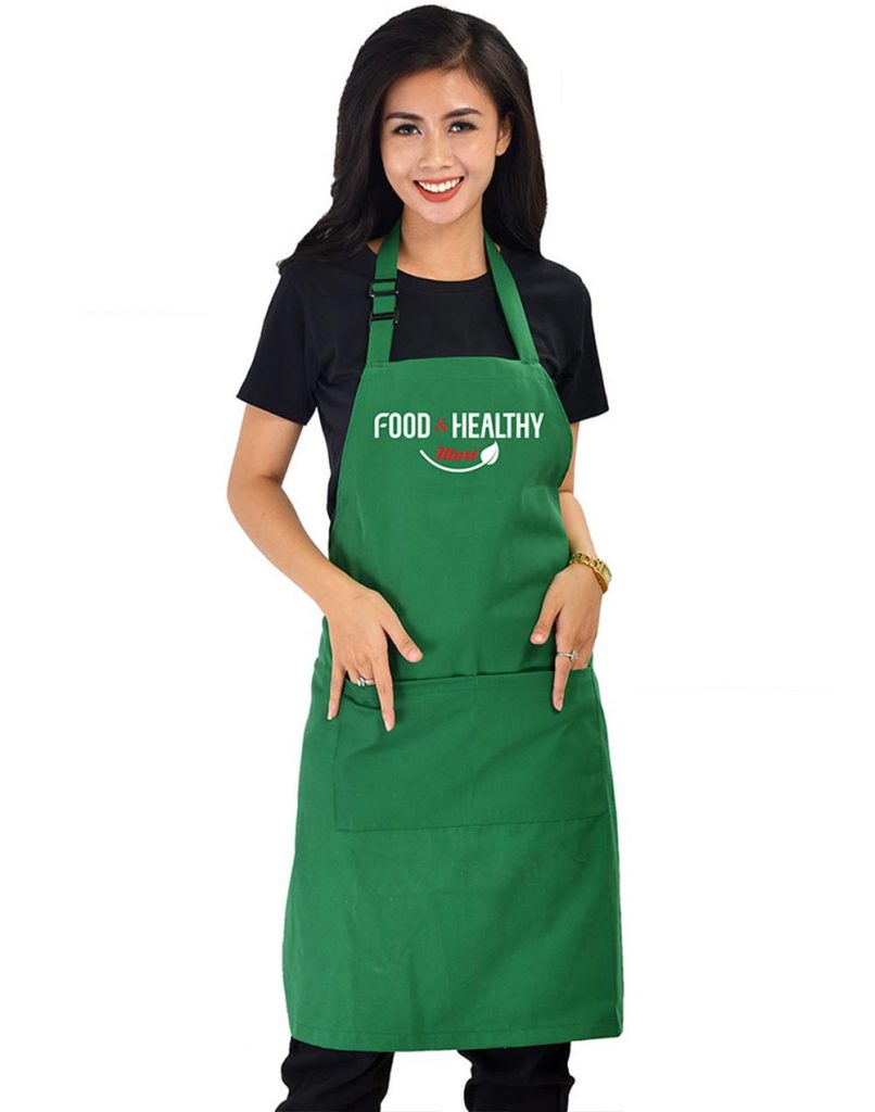Tạp dề dáng dài màu xanh lá cây Food healthy Mart