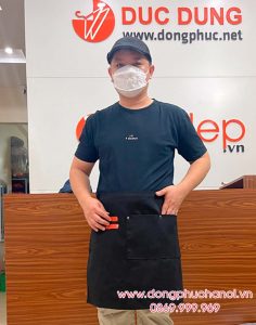 Tạp dề dáng ngắn màu đen - sản phẩm handmade - Tạp dề phối da