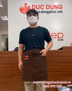 Tạp dề dáng ngắn màu nâu - sản phẩm handmade - Tạp dề phối da