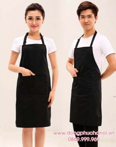 Tạp dề may sẵn dáng dài màu đen