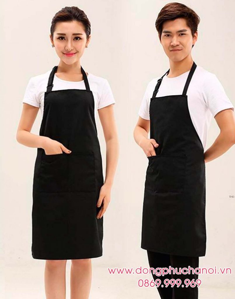 Tạp dề may sẵn dáng dài màu đen