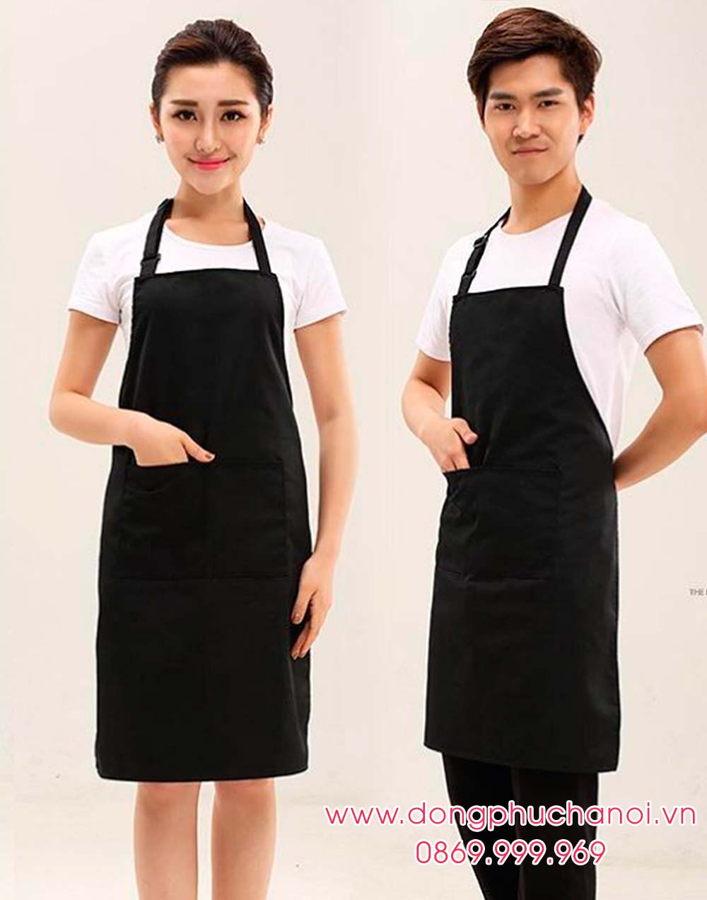 Tạp dề may sẵn dáng dài màu đen