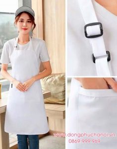Tạp dề may sẵn dáng dài màu trắng