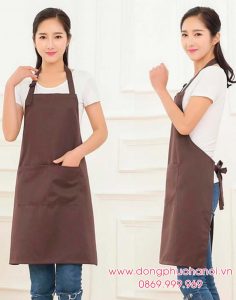 Tạp dề may sẵn dáng dài màu nâu