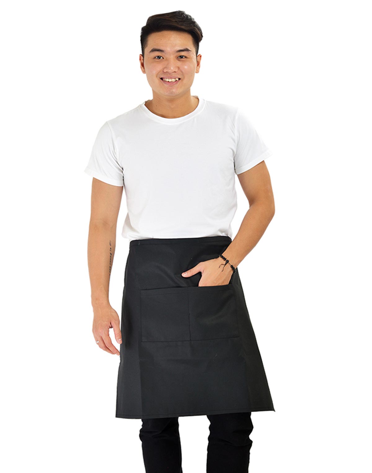 Tạp dề may sẵn dáng ngắn màu đen